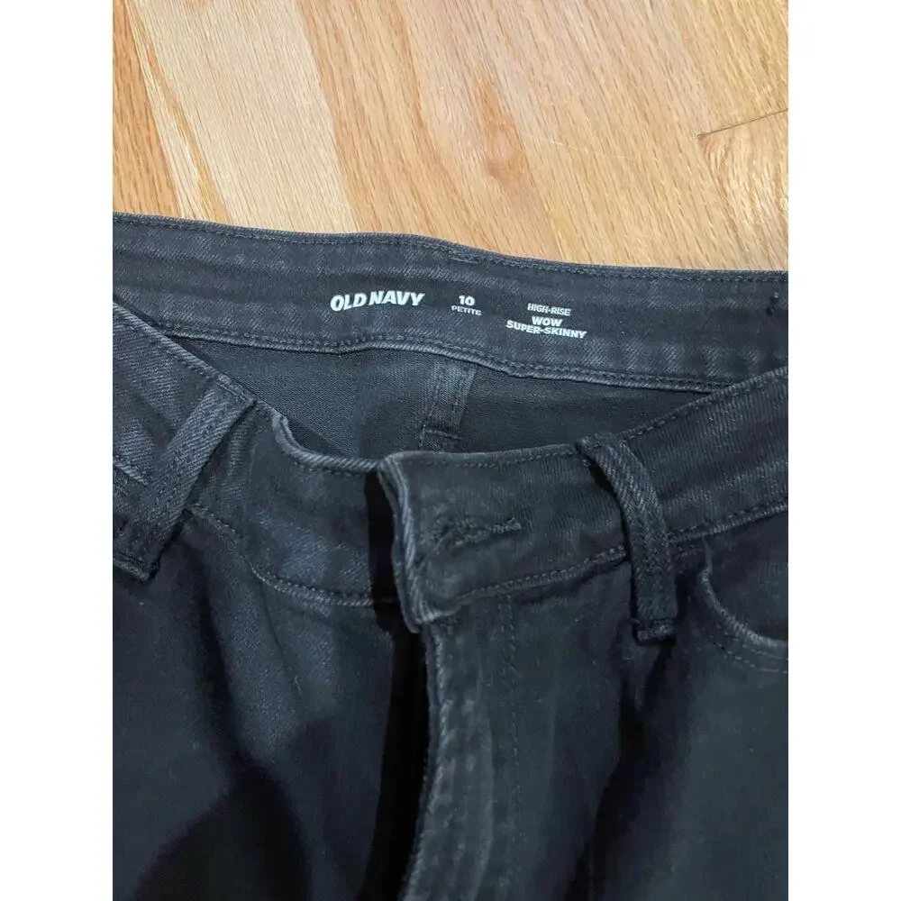 Old navy high rise wow super skinny black wash dark jeans size 10P